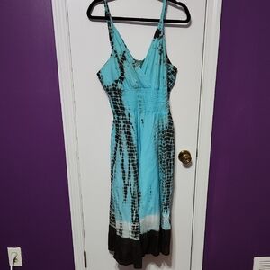 Chic Turquoise and Brown Midi Dress